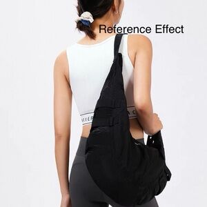 Ultra Lightweight Large Nylon Shoulder Bag Minimalist Hobo Tote Crossbody Black